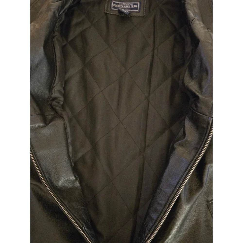 Susquehanna Trail Outfitters Mens Large Bomber Jacket Black Genuine Leather